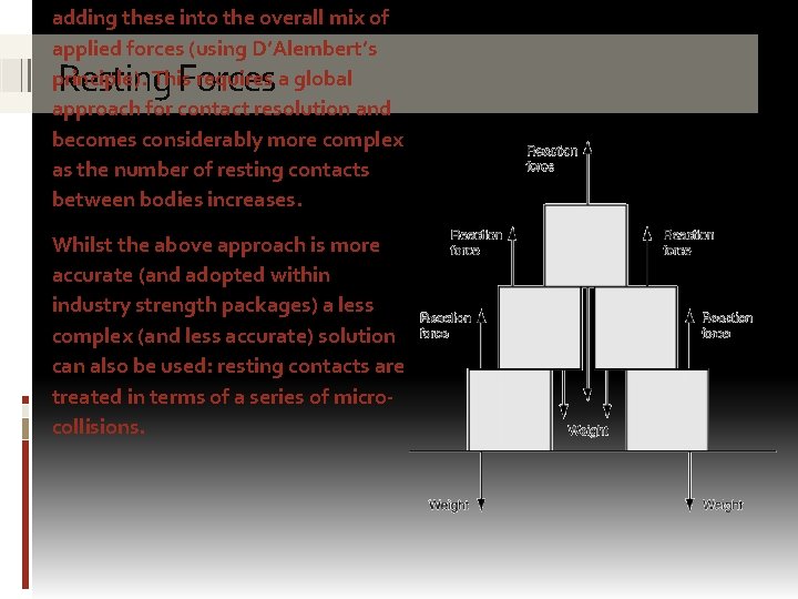 adding these into the overall mix of applied forces (using D’Alembert’s principle). This requires