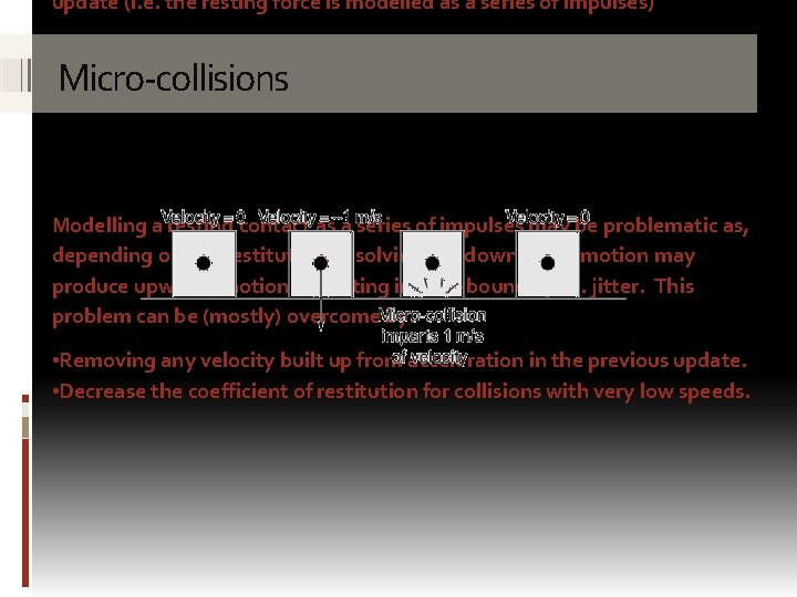 update (i. e. the resting force is modelled as a series of impulses) Micro-collisions