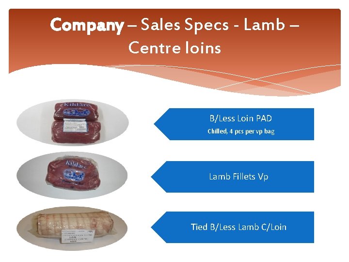 Company – Sales Specs - Lamb – Centre loins B/Less Loin PAD Chilled, 4