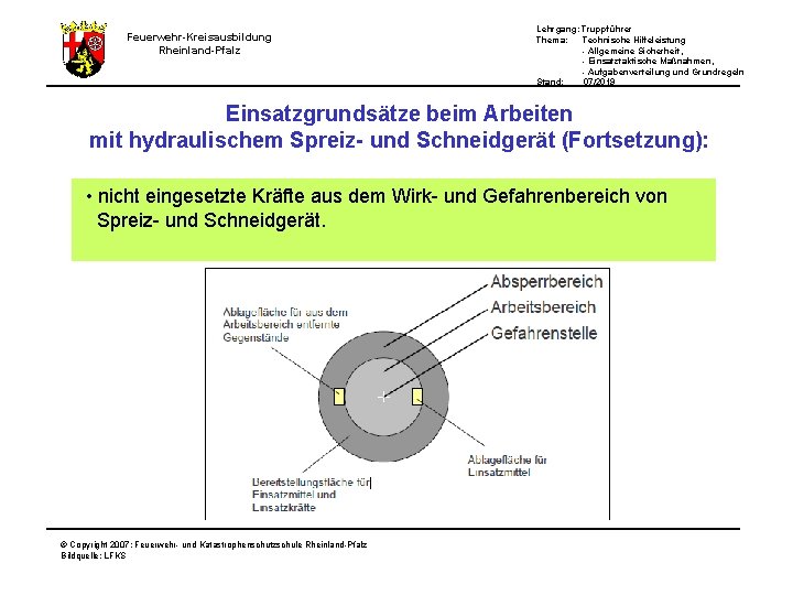 Lehrgang: Truppführer Thema: Technische Hilfeleistung - Allgemeine Sicherheit, - Einsatztaktische Maßnahmen, - Aufgabenverteilung und