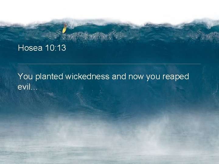 Hosea 10: 13 You planted wickedness and now you reaped evil… 