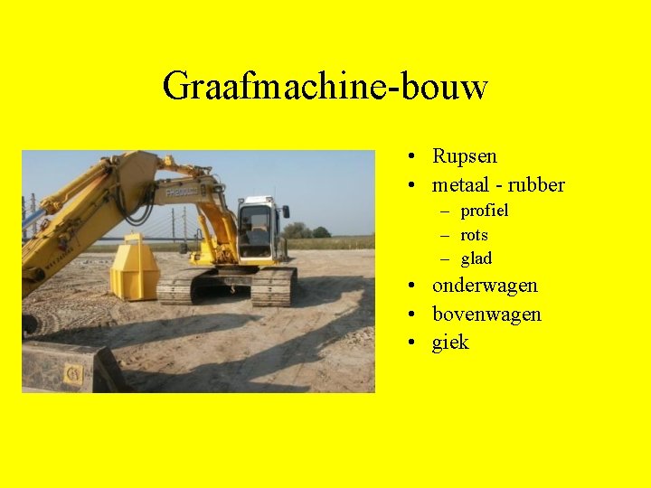 Graafmachine-bouw • Rupsen • metaal - rubber – profiel – rots – glad •
