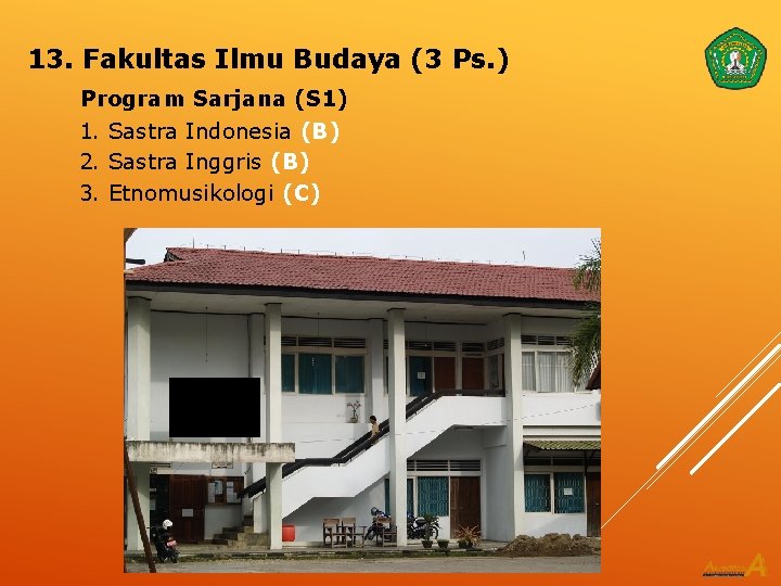 13. Fakultas Ilmu Budaya (3 Ps. ) Program Sarjana (S 1) 1. Sastra Indonesia