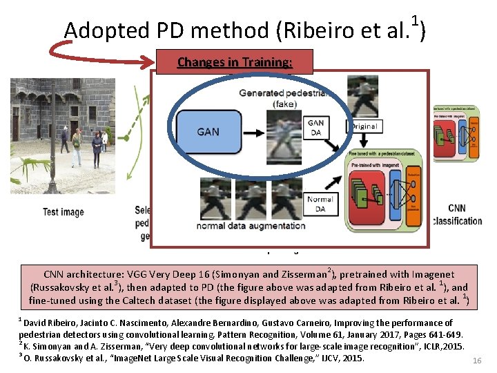 1 Adopted PD method (Ribeiro et al. ) Changes in Training: CNN architecture: VGG