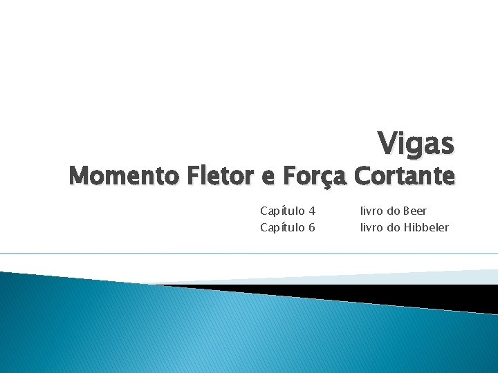 Vigas Momento Fletor e Força Cortante Capítulo 4 Capítulo 6 livro do Beer livro