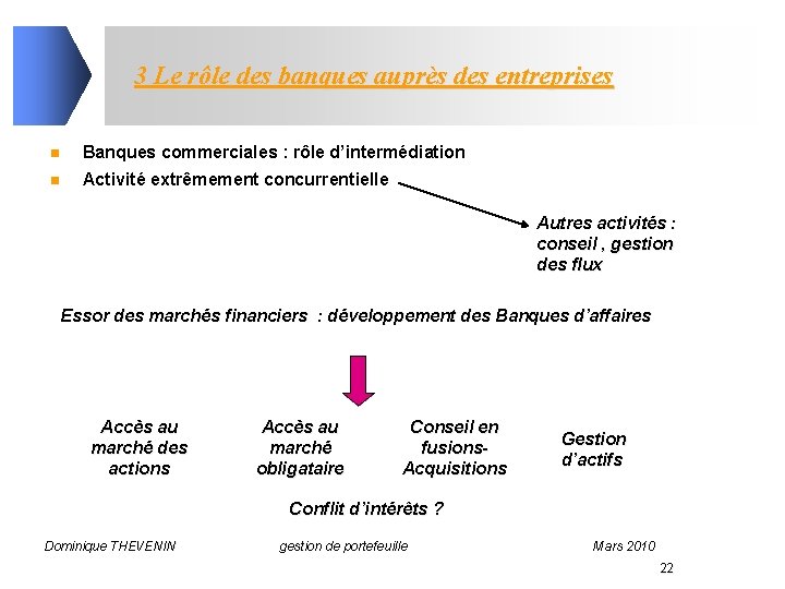 3 Le rôle des banques auprès des entreprises n Banques commerciales : rôle d’intermédiation