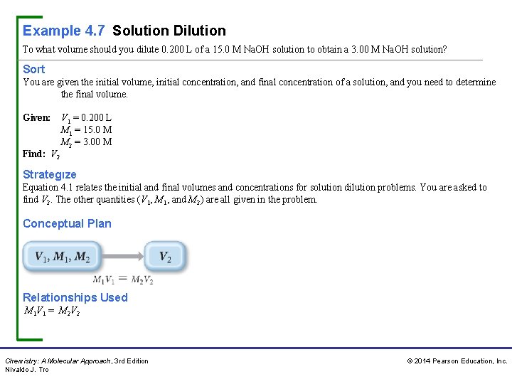 Example 4. 7 Solution Dilution To what volume should you dilute 0. 200 L