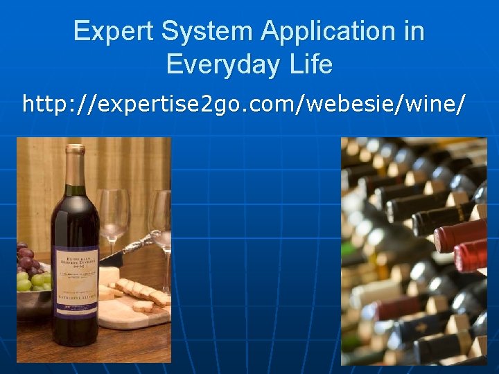 Expert System Application in Everyday Life http: //expertise 2 go. com/webesie/wine/ 