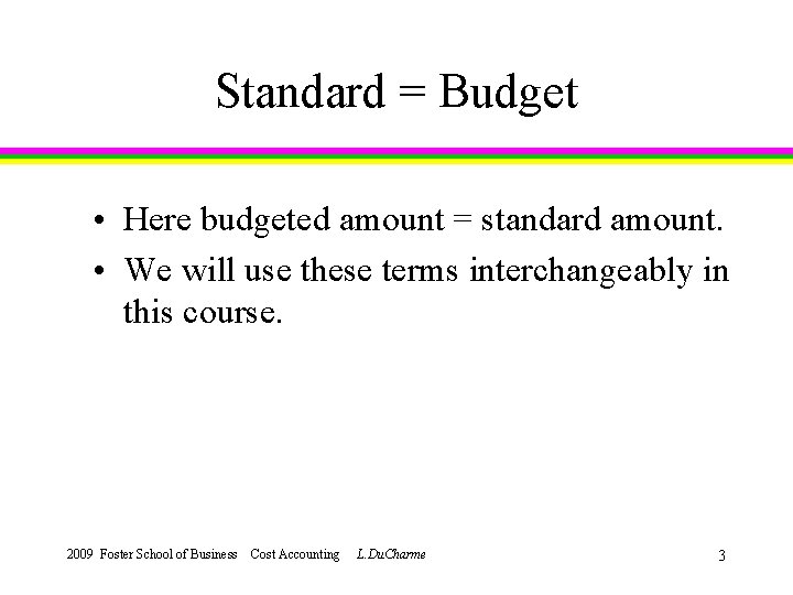 Standard = Budget • Here budgeted amount = standard amount. • We will use