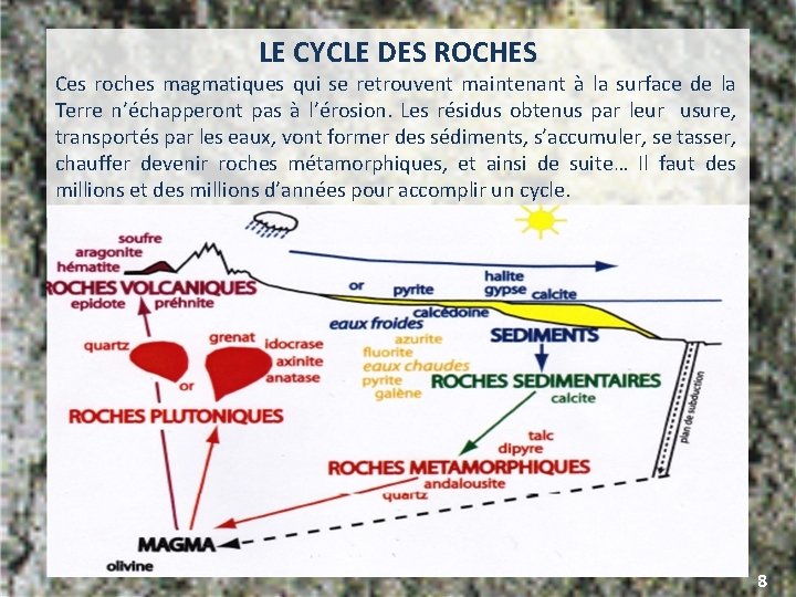 LE CYCLE DES ROCHES Ces roches magmatiques qui se retrouvent maintenant à la surface