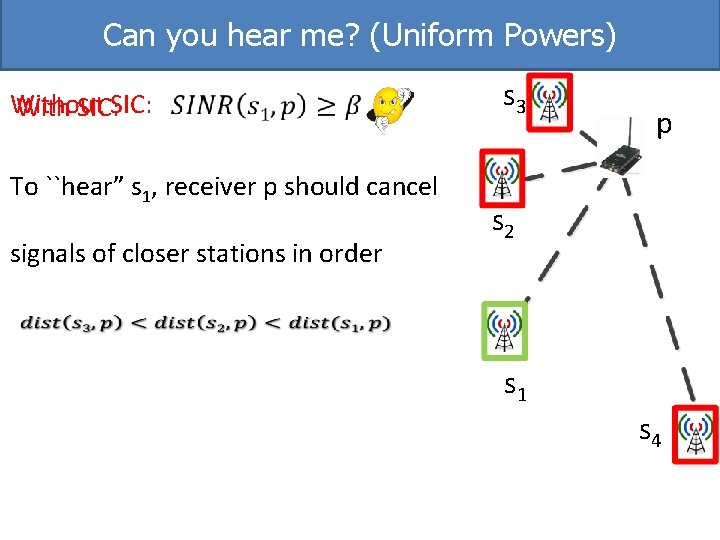 Can you hear me? (Uniform Powers) Without SIC: With SIC: To ``hear” s 1,