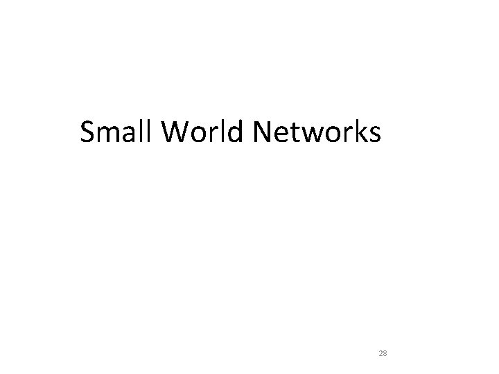 Small World Networks 28 