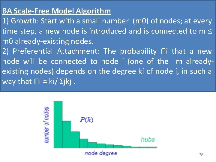 BA Scale-Free Model Algorithm 1) Growth: Start with a small number (m 0) of