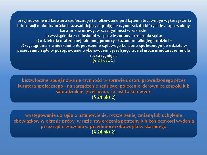 przyjmowanie od kuratora społecznego i analizowanie pod kątem stosownego wykorzystania informacji o okolicznościach uzasadniających przyjmowanie od kuratora społecznego i analizowanie pod kątem stosownego wykorzystania informacji o okolicznościach uzasadniających