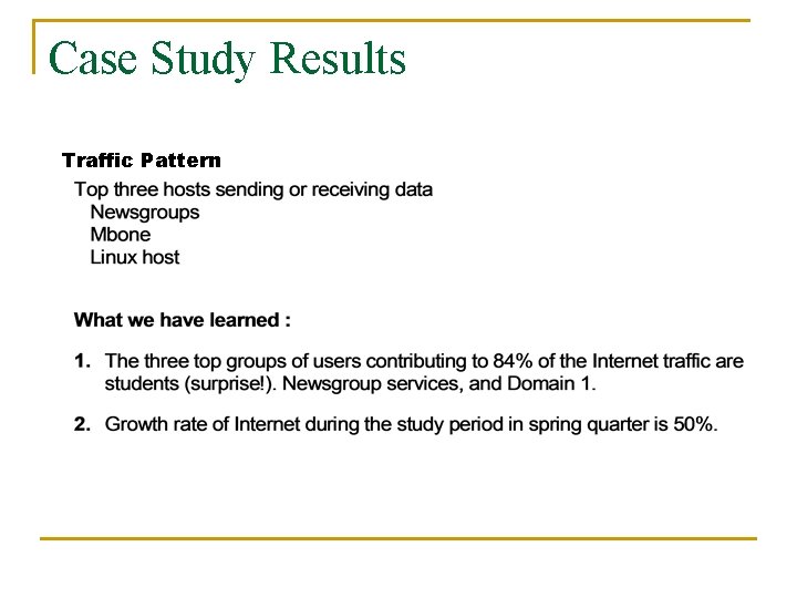 Case Study Results Traffic Pattern 