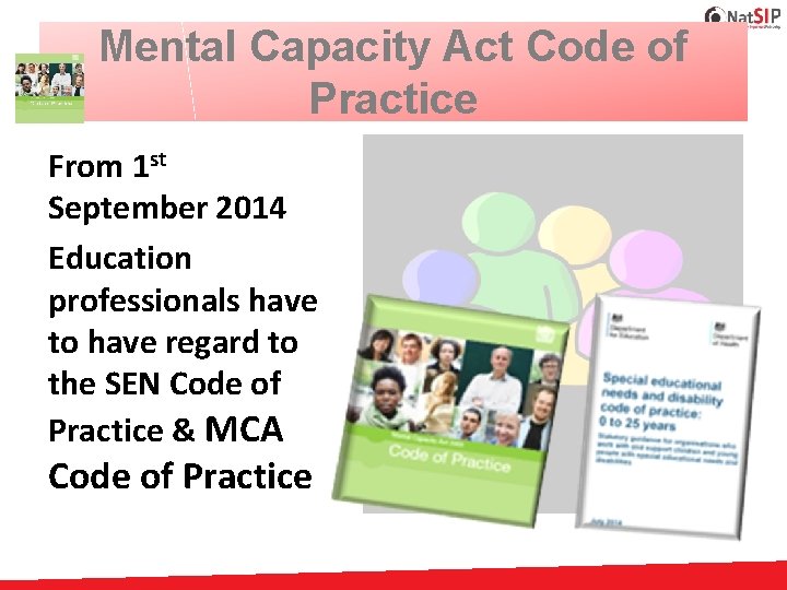 Mental Capacity Act Code of Practice From 1 st September 2014 Education professionals have