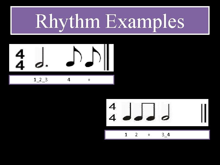 Rhythm Examples 1_2_3 4 + 1 2 + 3_4 Rhythm Examples 1_2_3 4 + 1 2 + 3_4