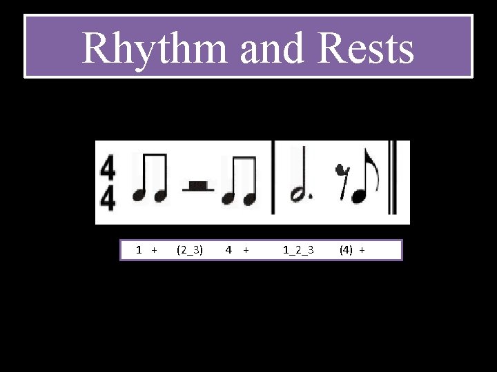 Rhythm and Rests 1 + (2_3) 4 + 1_2_3 (4) + 