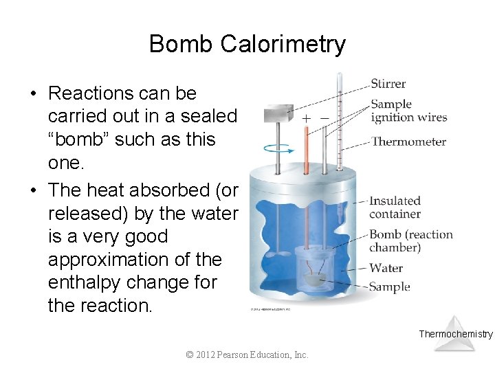 Bomb Calorimetry • Reactions can be carried out in a sealed “bomb” such as