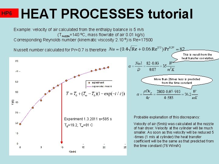 HP 6 HEAT PROCESSES tutorial Example: velocity of air calculated from the enthalpy balance