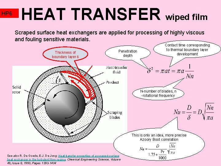 HP 6 HEAT TRANSFER wiped film Scraped surface heat exchangers are applied for processing