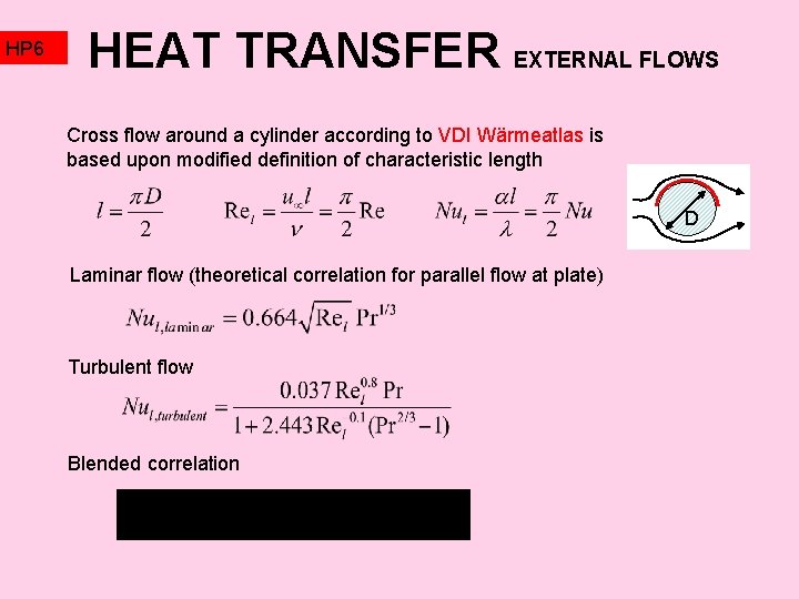 HP 6 HEAT TRANSFER EXTERNAL FLOWS Cross flow around a cylinder according to VDI