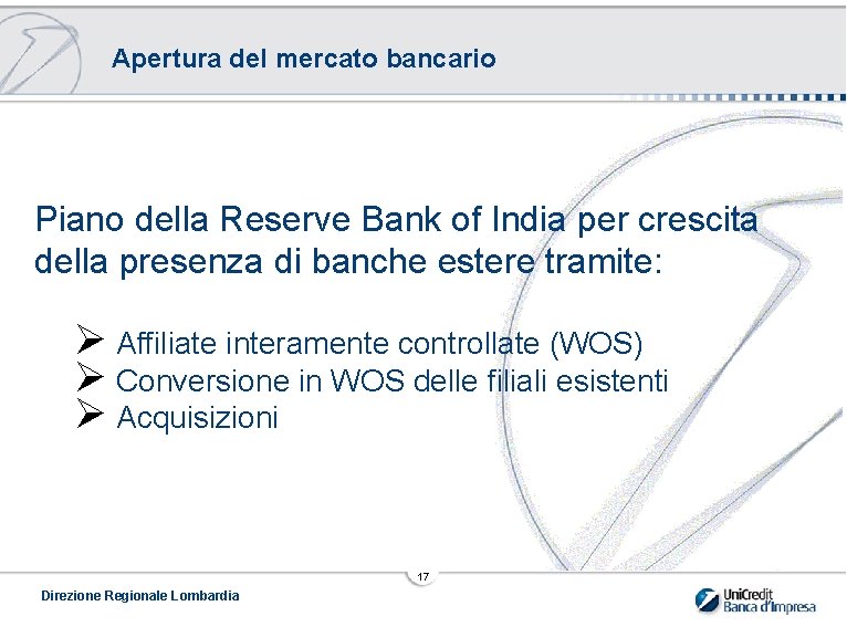 Apertura del mercato bancario Piano della Reserve Bank of India per crescita della presenza