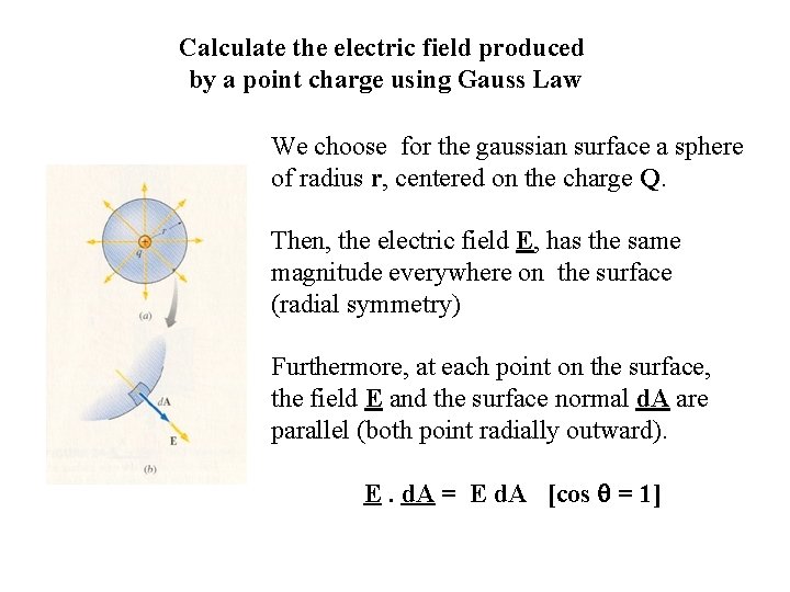 Calculate the electric field produced by a point charge using Gauss Law We choose