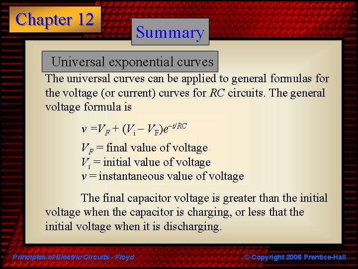 Chapter 12 Summary Universal exponential curves The universal curves can be applied to general