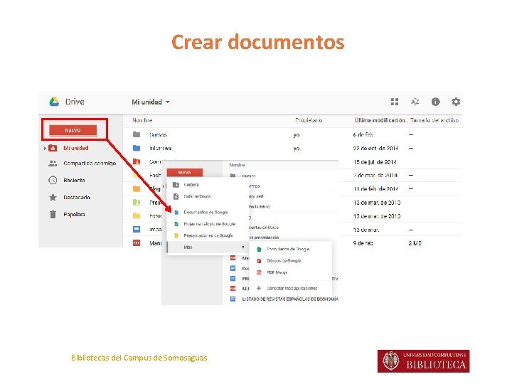 Crear documentos Bibliotecas del Campus de Somosaguas 