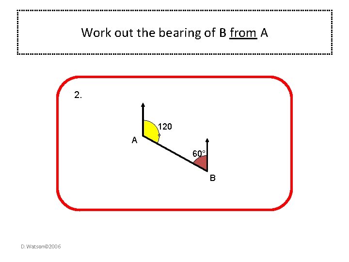 Work out the bearing of B from A 2. A 120 ° 60° B