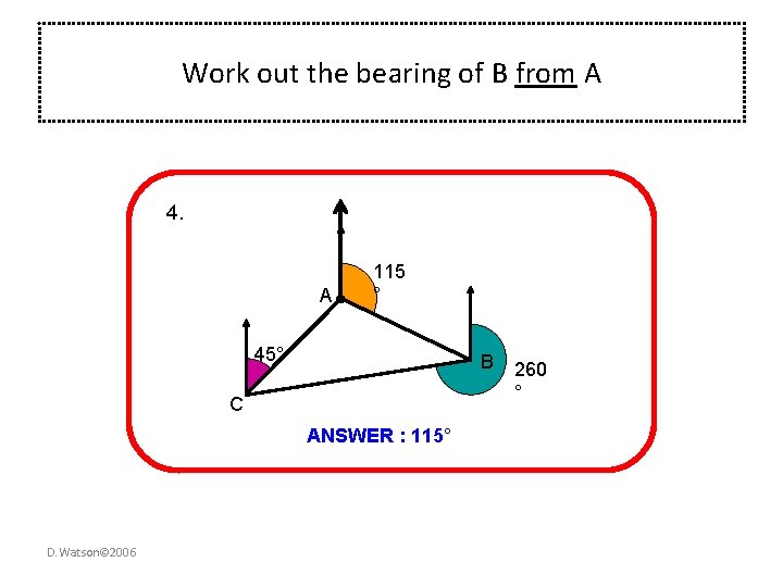 Work out the bearing of B from A 4. A 115 ° 45° B