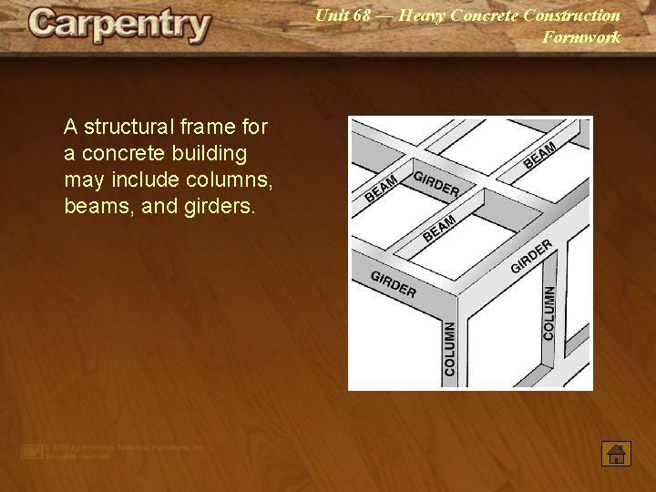 Unit 68 — Heavy Concrete Construction Formwork A structural frame for a concrete building