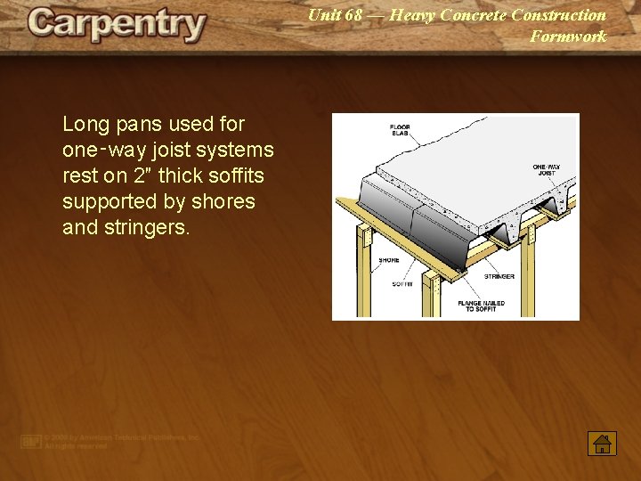 Unit 68 — Heavy Concrete Construction Formwork Long pans used for one‑way joist systems