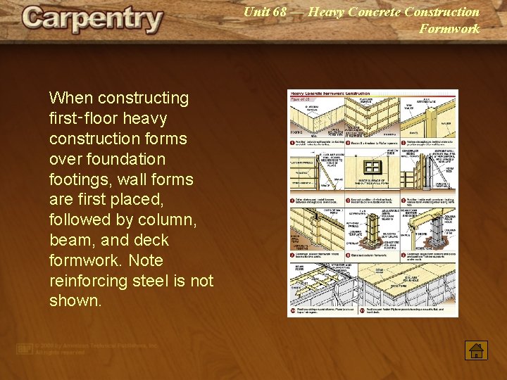 Unit 68 — Heavy Concrete Construction Formwork When constructing first‑floor heavy construction forms over