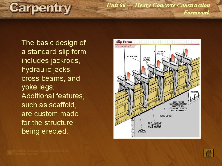 Unit 68 — Heavy Concrete Construction Formwork The basic design of a standard slip