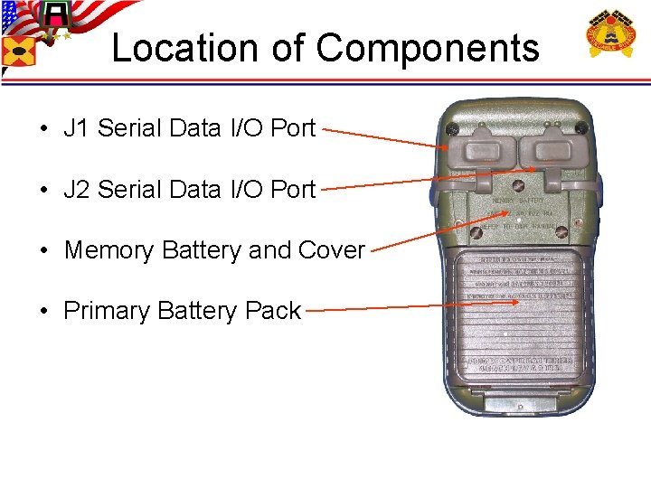 Location of Components • J 1 Serial Data I/O Port • J 2 Serial