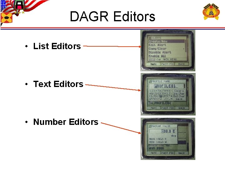 DAGR Editors • List Editors • Text Editors • Number Editors 