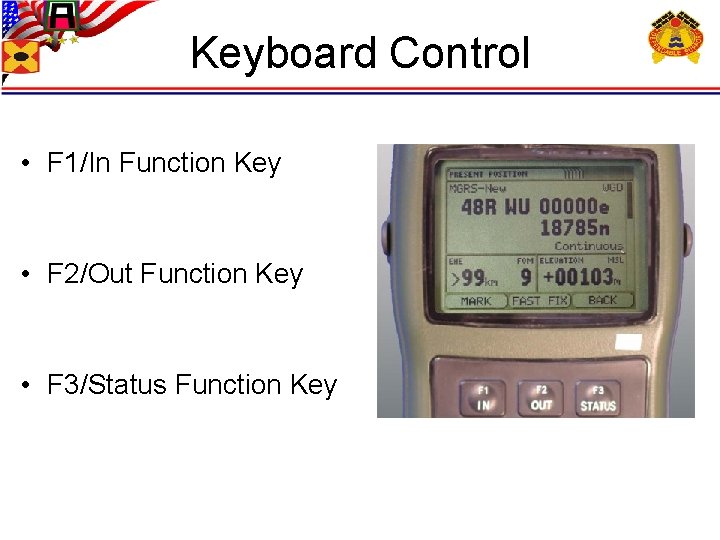 Keyboard Control • F 1/In Function Key • F 2/Out Function Key • F