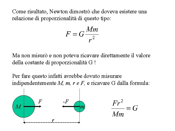 Come risultato, Newton dimostrò che doveva esistere una relazione di proporzionalità di questo tipo: