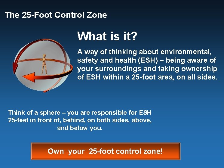 The 25 -Foot Control Zone What is it? A way of thinking about environmental,