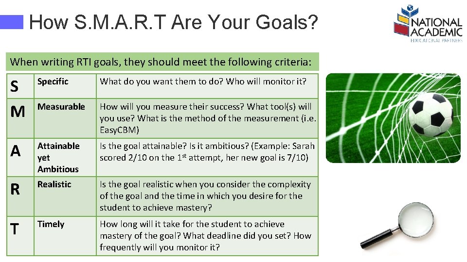 How S. M. A. R. T Are Your Goals? When writing RTI goals, they