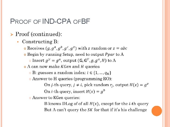 PROOF OF IND-CPA OF BF Ø 