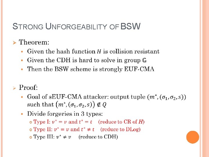 STRONG UNFORGEABILITY OF BSW Ø 
