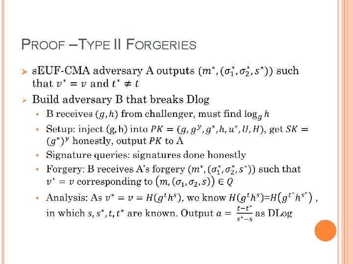 PROOF – TYPE II FORGERIES Ø 