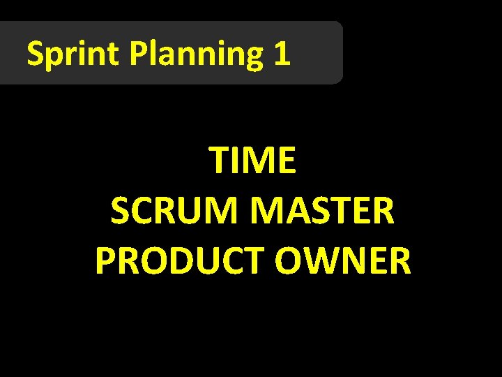 Sprint Planning 1 TIME SCRUM MASTER PRODUCT OWNER 