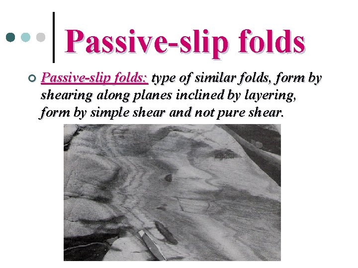 Passive-slip folds ¢ Passive-slip folds: type of similar folds, form by shearing along planes