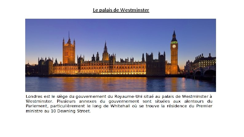 Le palais de Westminster 