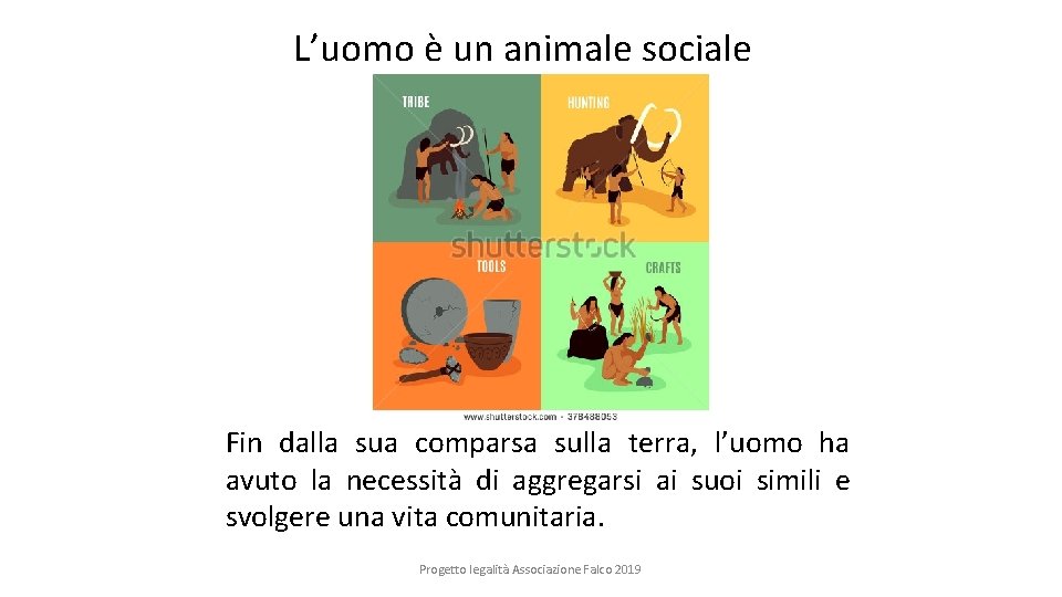 L’uomo è un animale sociale Fin dalla sua comparsa sulla terra, l’uomo ha avuto