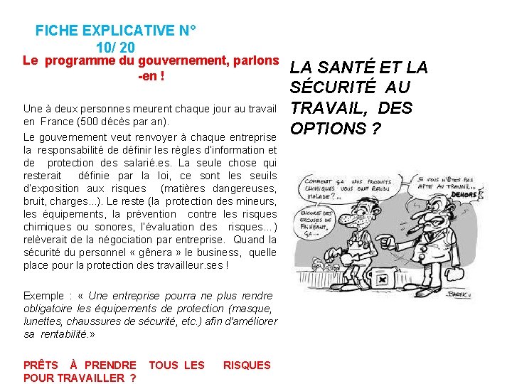 FICHE EXPLICATIVE N° 10/ 20 Le programme du gouvernement, parlons -en ! Une à